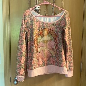 BlackMilk pink moon sweatshirt off the shoulder